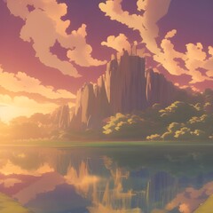Anime style landscape, made with generative AI.