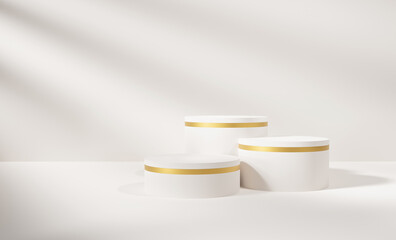 luxury podiums with spotlights and shadows for products, design and cosmetics