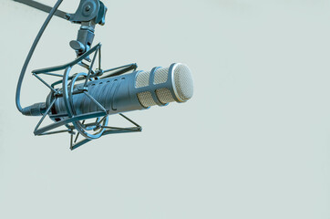 Background with a professional microphone and copy space