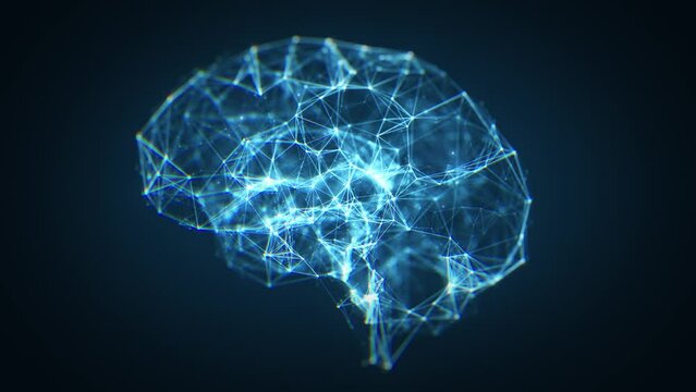 Abstract Technology Cyber Brain Plexus Background Fx/ 4k animation of an abstract hi-tech background fx including cyber brain plexus with flowing vertices and lines and depth of field
