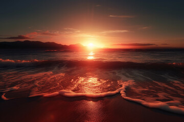 Sunset on the beach, ai generative