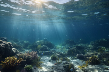 Fototapeta na wymiar Underwater sea view, ai generative