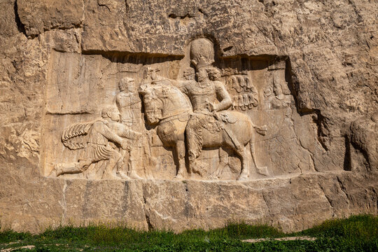 Shapur Sasanid in Battle of Edessa Bas-relief, Naqsh-e Rostam, Iran