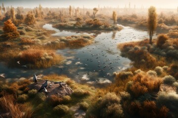 Fototapeta na wymiar 3d realistic river background made with Generative AI