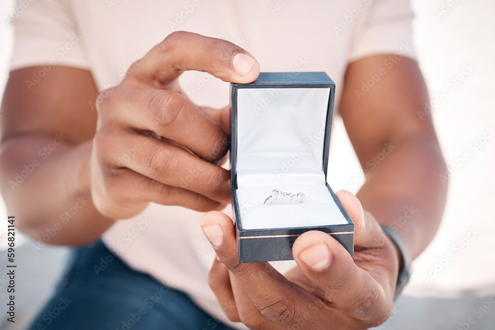 Aufkleber What do you think about doing forever with me. Shot of an unrecognizable man proposing to his girlfriend at the beach.