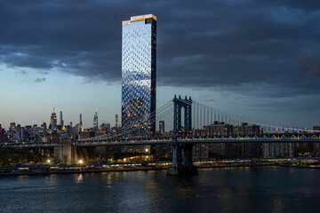 View of New York Manhattan at sunset 