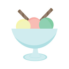 Ice cream in a bowl. Ice cream in a glass bowl vector illustration