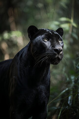Beautiful Black Panther Hunting For Pray In The Jungle