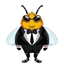 bee wearing tuxedo and glasses