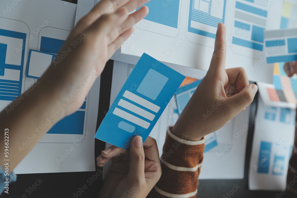 Wall mural ux graphic designer creative sketch planning application process development prototype wireframe for