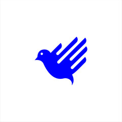 bird with hand on wings logo vector design