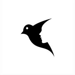 bird with face side negative space logo vector design