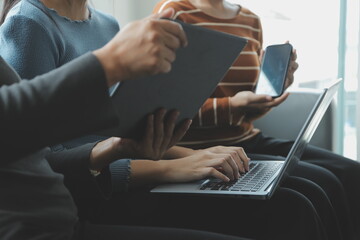 Close up of woman hand using credit card and laptop for payment and online shopping, Online shopping, payments digital banking, E-commerce concept.