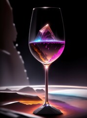 Fluid crystals in wine glass surreal Generative AI
