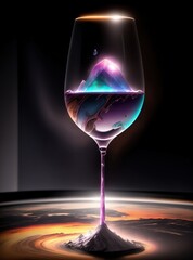 Fluid crystals in wine glass surreal Generative AI