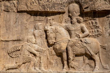 Shapur Sasanid in Battle of Edessa Bas-relief, Naqsh-e Rostam, Iran