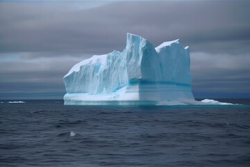 Fototapeta na wymiar A large ice and white iceberg drifts in the ocean, generative AI.