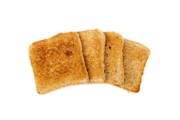 Bread Toasts Isolated, Toasted Sandwich Square Slices, Loaf Pieces for Toast on White Background