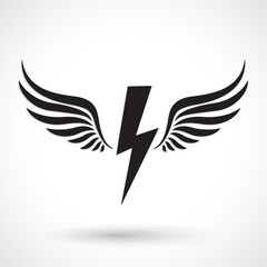 winged lightening silhouette symbol / vector illustration