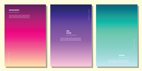 Colorful gradient colours poster design set.