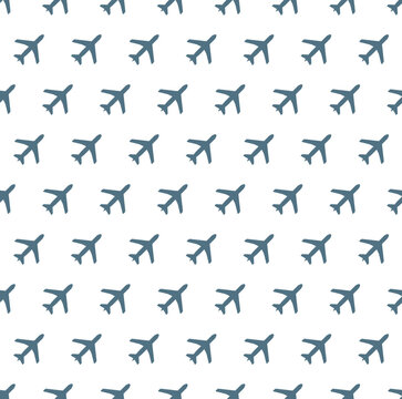 airplane simple blue seamless pattern