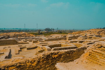Mohenjo Daro, Sindh Pakistan - February 28, 2023: Main City Indus Civilization