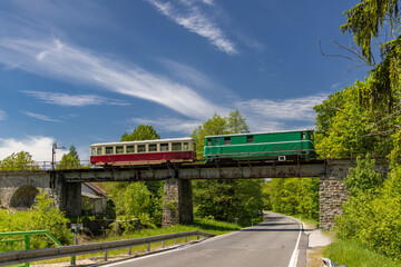 Narrow gauge railway Jindrichuv Hradec to Nova Bystrice, station Nova Bystrice, Czech Republic