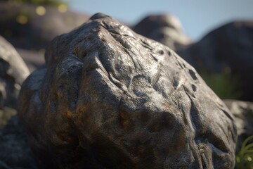 Photorealistic 3D model of a rocky stone. Generative AI