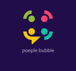 People team speech bubble logo. Unique design color transitions. Custom teamwork talk logo template. vector.