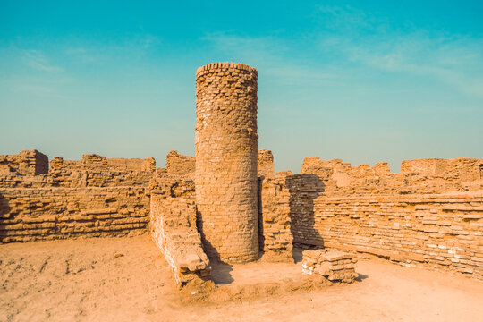Mohenjo Daro, Sindh Pakistan - February 28, 2023: Main City Well Indus Civilization