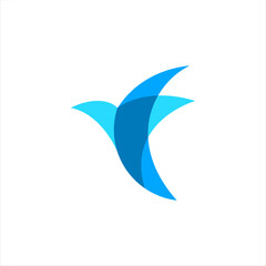 bird overlay color logo vector design