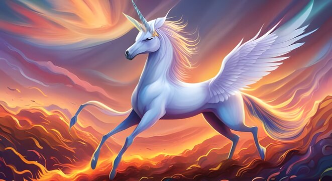AI Generated images of magic rainbow unicorns and moon unicorns