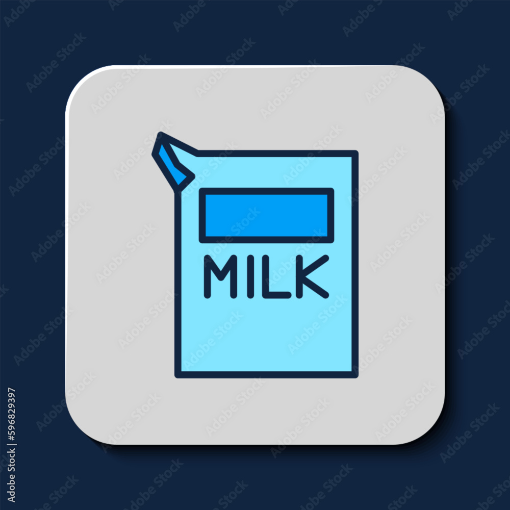 Canvas Prints filled outline paper package for milk icon isolated on blue background. milk packet sign. vector