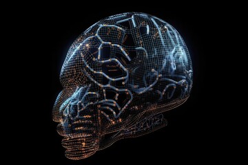 Fototapeta na wymiar A futuristic metal human skull. AI generative.