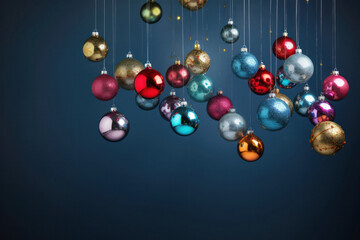 Festive Christmas Ornaments on Red Background