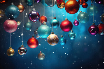 Festive Christmas Ornaments on Red Background
