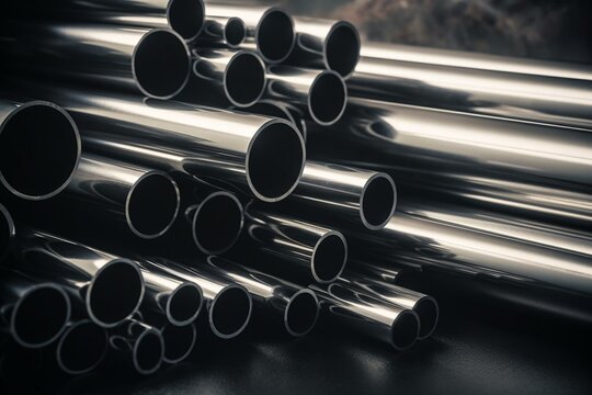 Metal pipes and profiles on white background. Generative AI
