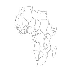 African continent. Africa map. Mainland silhouette. Vector