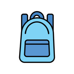 School backpack. Blue backpack for study, walks, travel on white background. Vector illustration