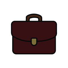 Business briefcase isolated on white. Business bag vector symbol. Flat