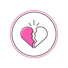 Filled outline Broken heart or divorce icon isolated on white background. Love symbol. Valentines day. Vector