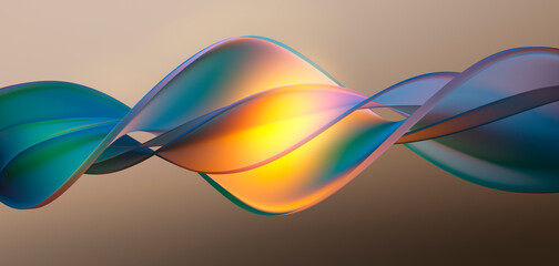 Abstract multicolored transparent wave background - 3D illustration