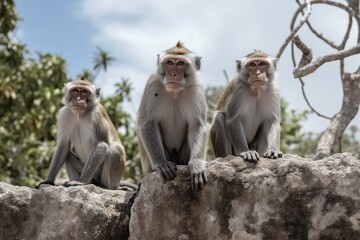 Naklejka premium illustration, family of monkey,generative ai