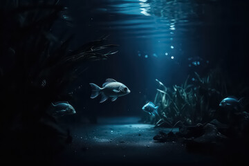 Naklejka premium Beautiful neon fish in the Maldives, AI