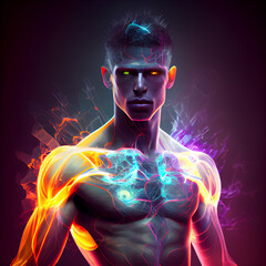 3d rendered illustration of a male figure with visible muscles and joints