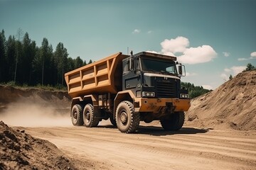 Obraz premium illustration, truck carrying coal, ai generative.