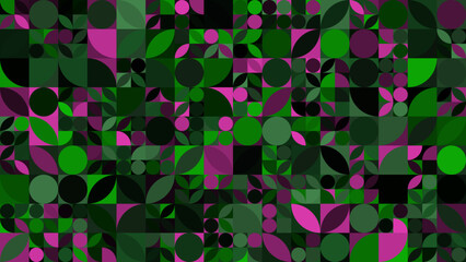 Geometric background pattern of fresh green natural leave and leaf. Vector file.