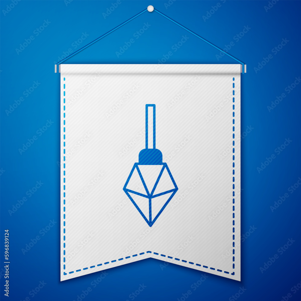 Canvas Prints Blue Magic stone icon isolated on blue background. Fantasy crystal. Jewelry gem for game. White pennant template. Vector