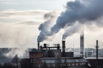 Fototapeta na wymiar illustration, industrial smoke from chimney, ai generative.