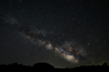 Night landscape with the Milky Way in Los Barruecos. Extremadura. Spain.